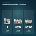 GOMETS CUADRADO MEDIANO Ø 15 MM GRIS - formato de venta: paquete de 20, caja de 120