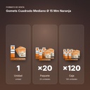 GOMETS CUADRADO MEDIANO Ø 15 MM NARANJA - formato de venta: paquete de 20, caja de 120