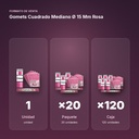 GOMETS CUADRADO MEDIANO Ø 15 MM ROSA - formato de venta: paquete de 20, caja de 120