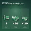 GOMETS CUADRADO MEDIANO Ø 15 MM VERDE - formato de venta: paquete de 20, caja de 120