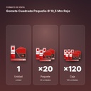 GOMETS CUADRADO PEQUEÑO Ø 10,5 MM ROJO - formato de venta: paquete de 20, caja de 120