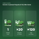 GOMETS CUADRADO PEQUEÑO Ø 10,5 MM VERDE - formato de venta: paquete de 20, caja de 120