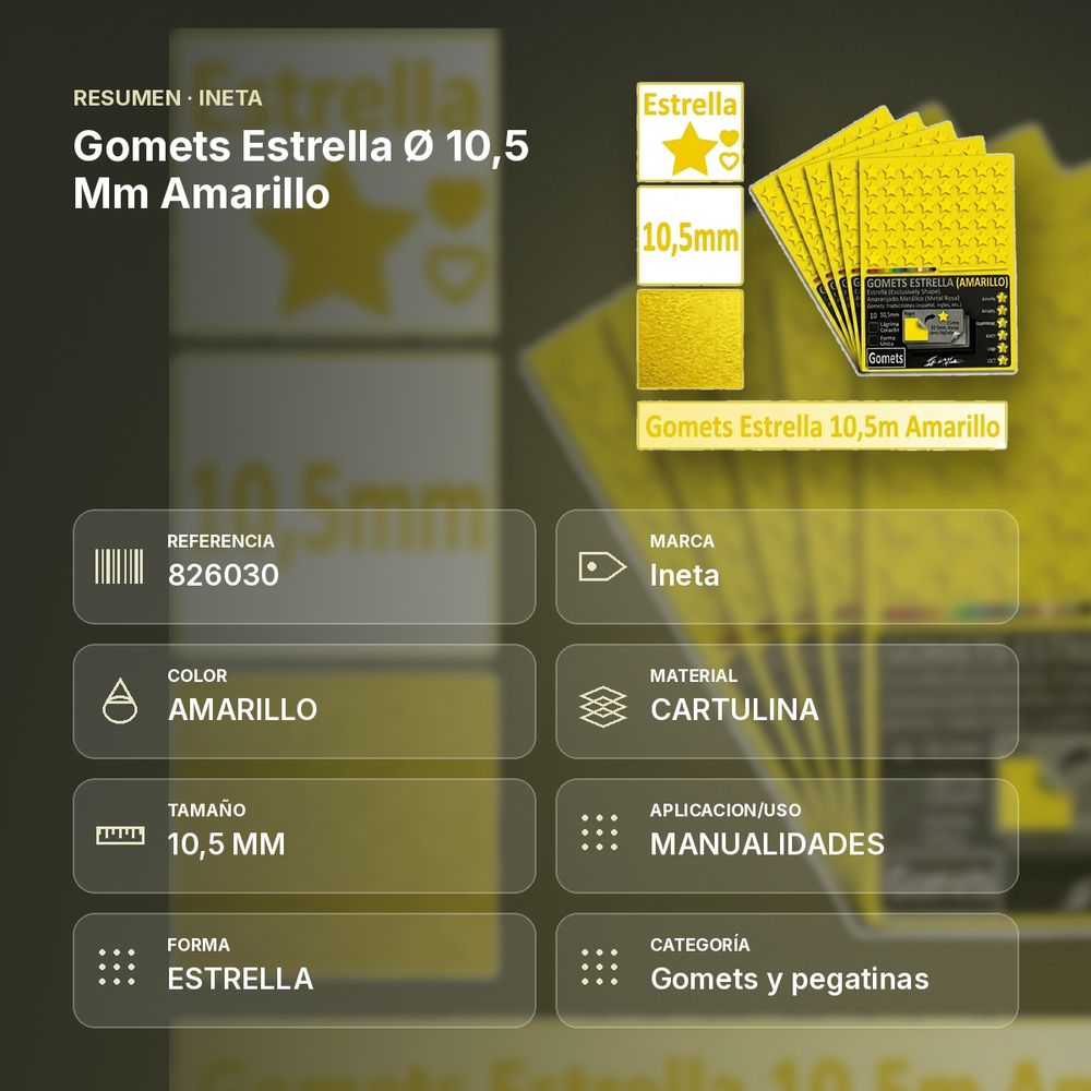 GOMETS ESTRELLA Ø 10,5 MM AMARILLO - resumen de atributos