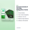 GOMETS ESTRELLA Ø 10,5 MM HOLOGRAFICO VERDE - características principales