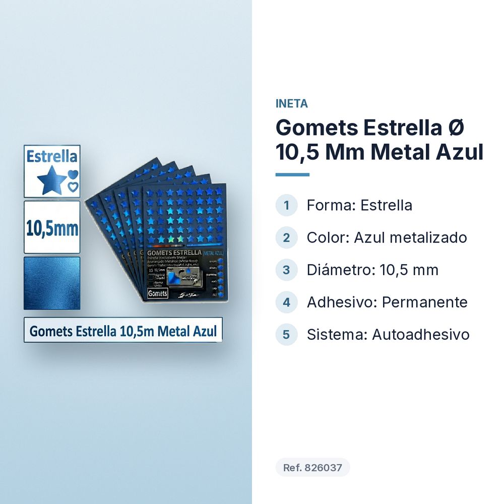 GOMETS ESTRELLA Ø 10,5 MM METAL AZUL - características principales