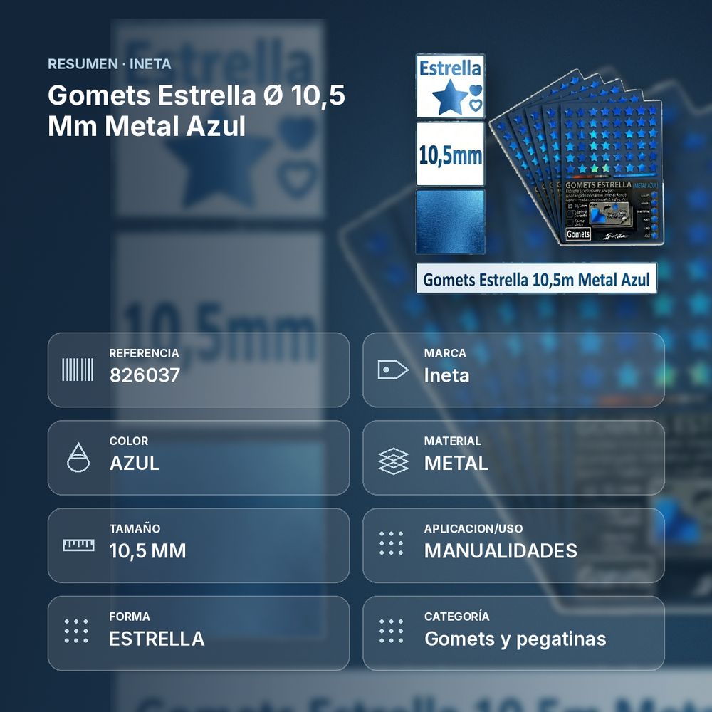 GOMETS ESTRELLA Ø 10,5 MM METAL AZUL - resumen de atributos