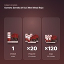 GOMETS ESTRELLA Ø 10,5 MM METAL ROJO - formato de venta: paquete de 20, caja de 120