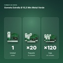 GOMETS ESTRELLA Ø 10,5 MM METAL VERDE - formato de venta: paquete de 20, caja de 120