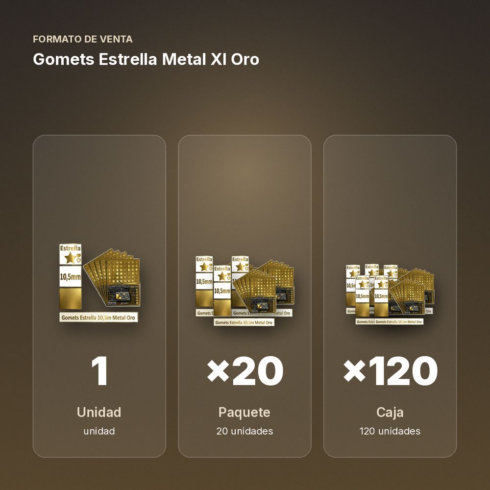 GOMETS ESTRELLA METAL XL ORO - formato de venta: paquete de 20, caja de 120