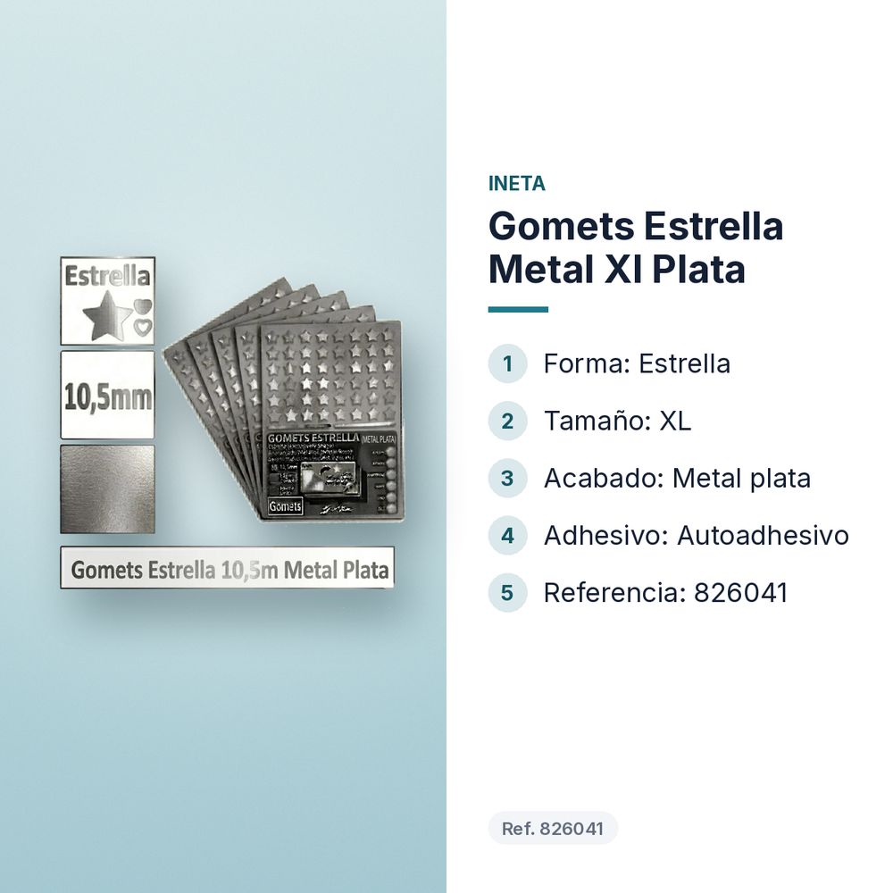 GOMETS ESTRELLA METAL XL PLATA - características principales