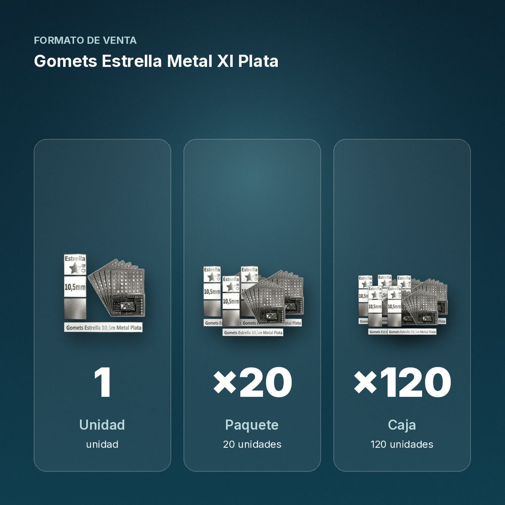 GOMETS ESTRELLA METAL XL PLATA - formato de venta: paquete de 20, caja de 120