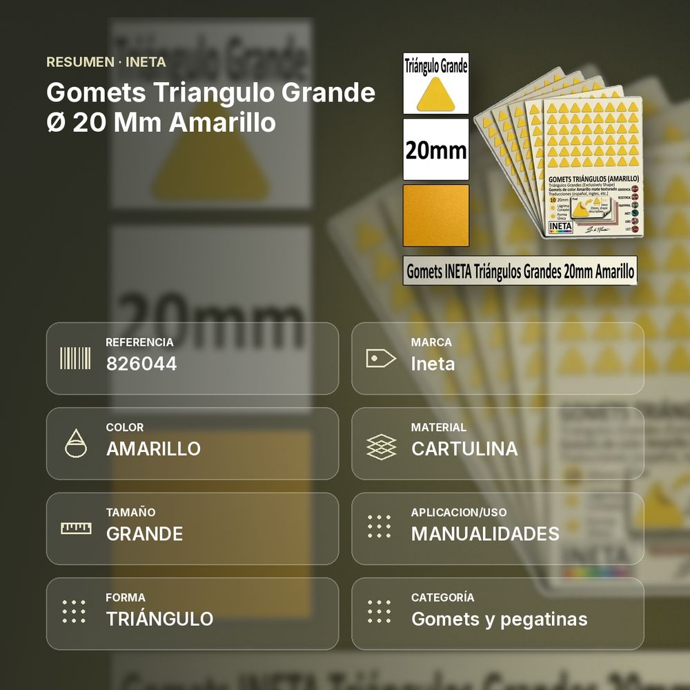 GOMETS TRIANGULO GRANDE Ø 20 MM AMARILLO - resumen de atributos