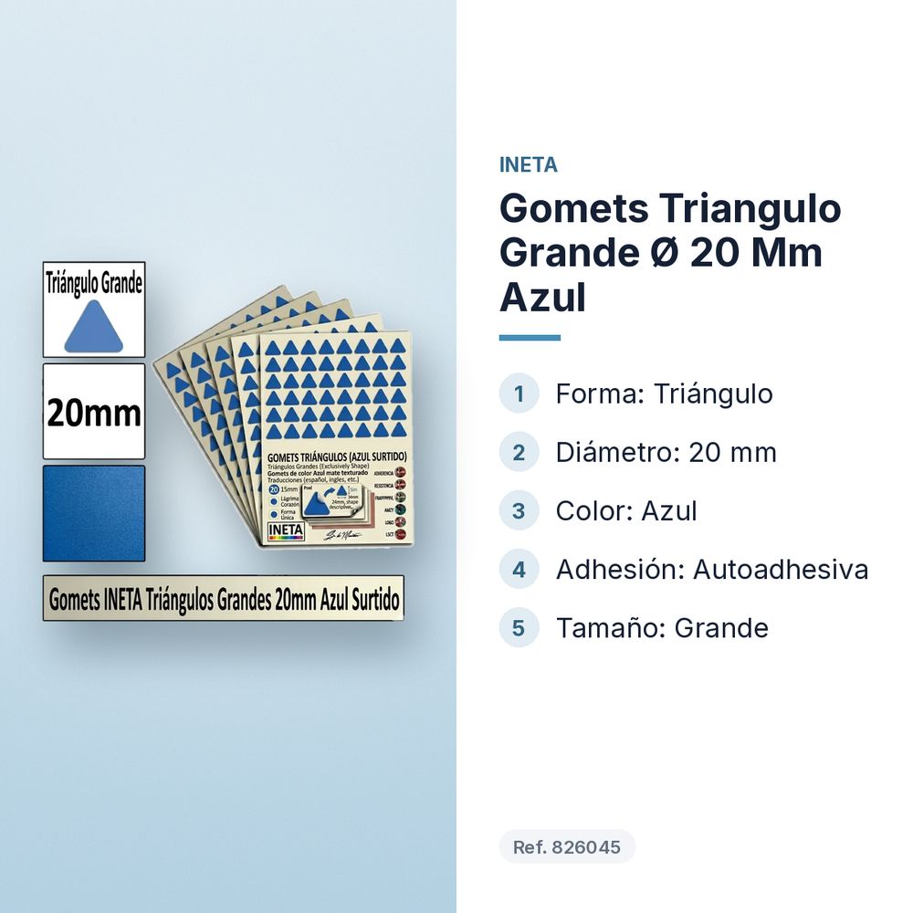 GOMETS TRIANGULO GRANDE Ø 20 MM AZUL - características principales
