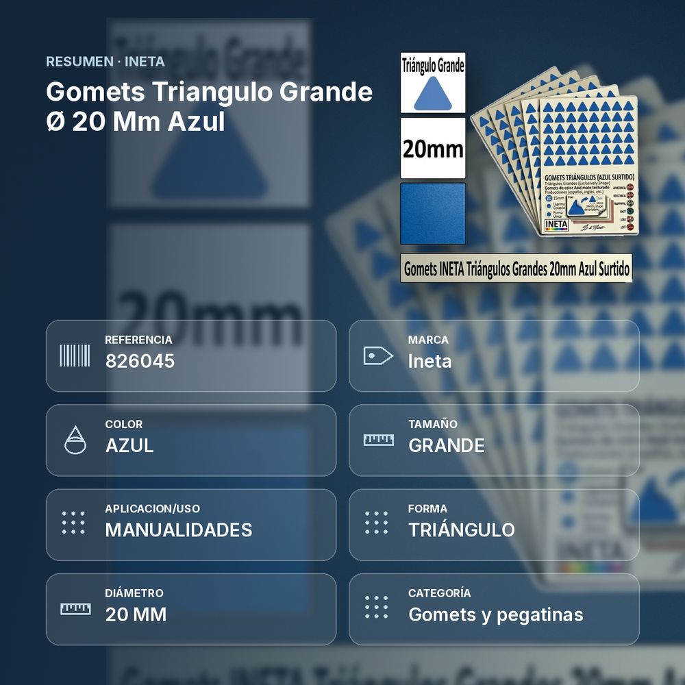 GOMETS TRIANGULO GRANDE Ø 20 MM AZUL - resumen de atributos