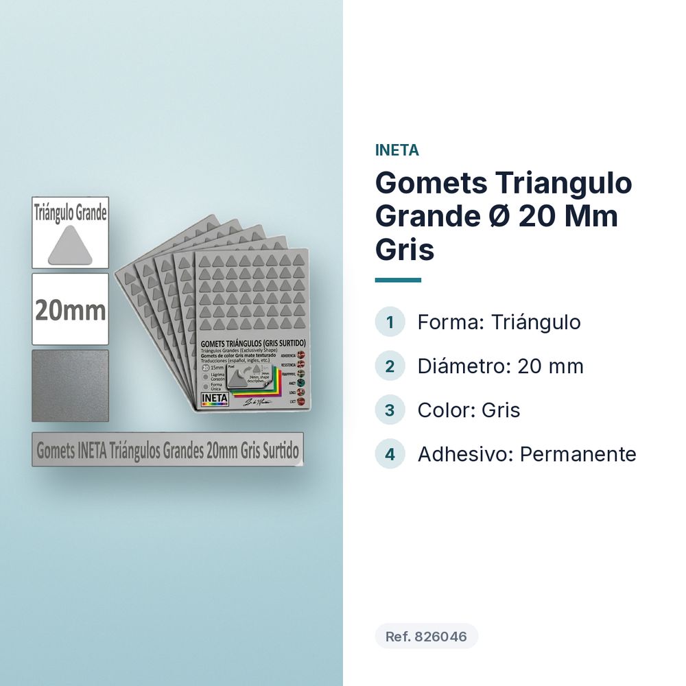 GOMETS TRIANGULO GRANDE Ø 20 MM GRIS - características principales