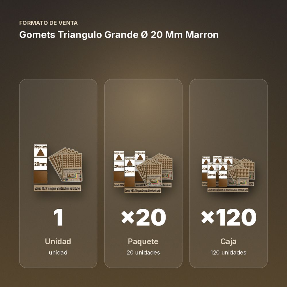 GOMETS TRIANGULO GRANDE Ø 20 MM MARRON - formato de venta: paquete de 20, caja de 120