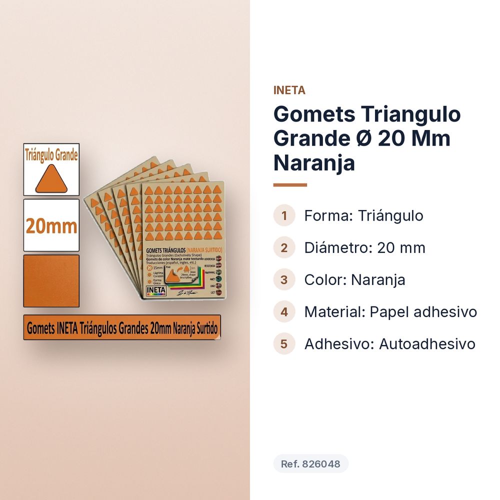 GOMETS TRIANGULO GRANDE Ø 20 MM NARANJA - características principales