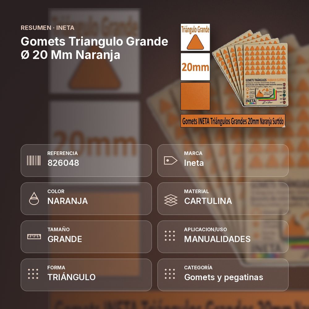 GOMETS TRIANGULO GRANDE Ø 20 MM NARANJA - resumen de atributos