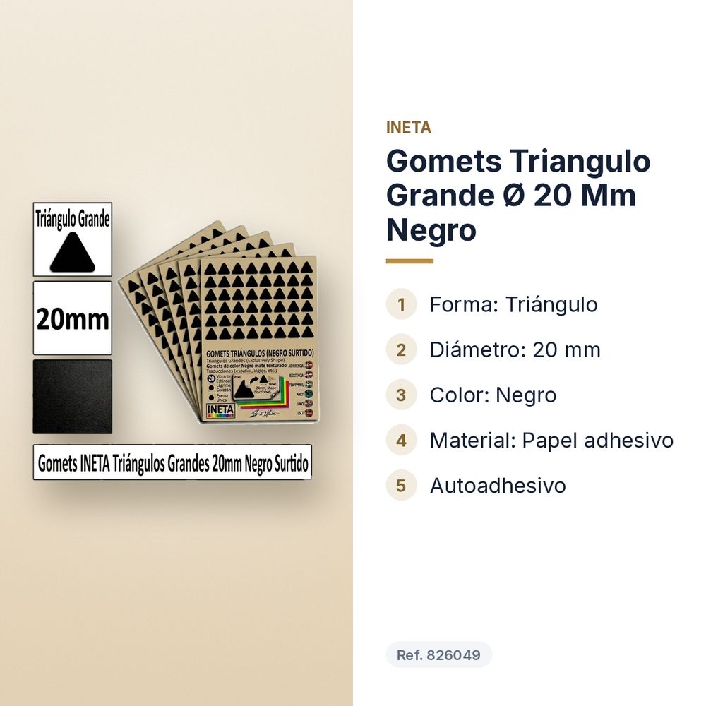 GOMETS TRIANGULO GRANDE Ø 20 MM NEGRO - características principales