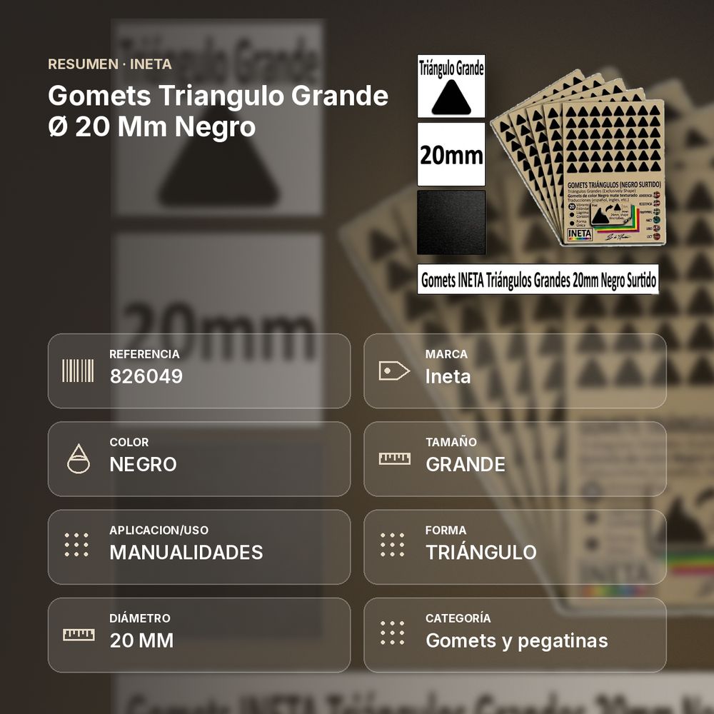 GOMETS TRIANGULO GRANDE Ø 20 MM NEGRO - resumen de atributos