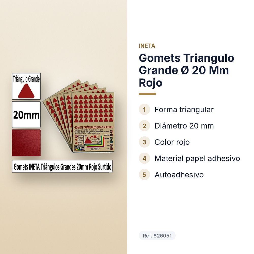GOMETS TRIANGULO GRANDE Ø 20 MM ROJO - características principales