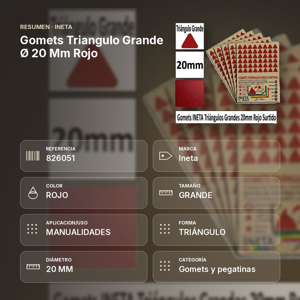GOMETS TRIANGULO GRANDE Ø 20 MM ROJO - resumen de atributos
