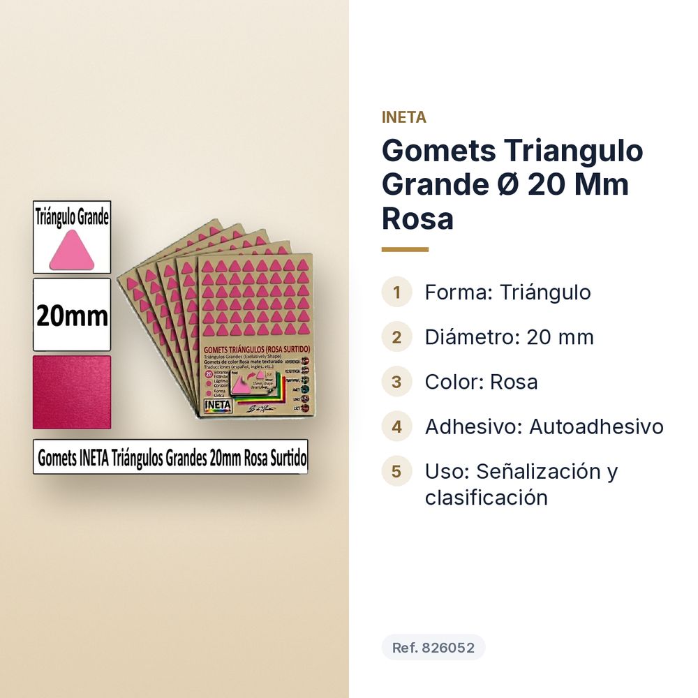 GOMETS TRIANGULO GRANDE Ø 20 MM ROSA - características principales