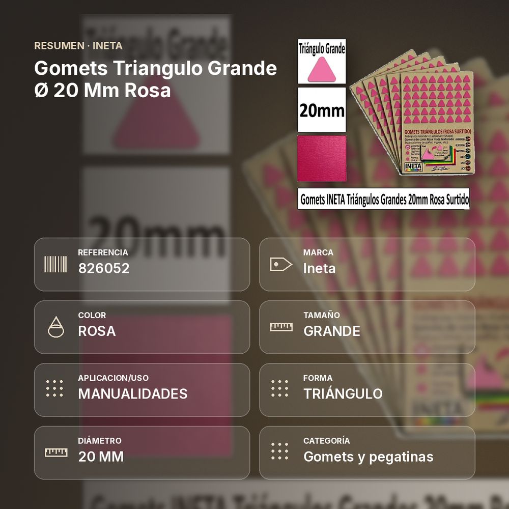 GOMETS TRIANGULO GRANDE Ø 20 MM ROSA - resumen de atributos
