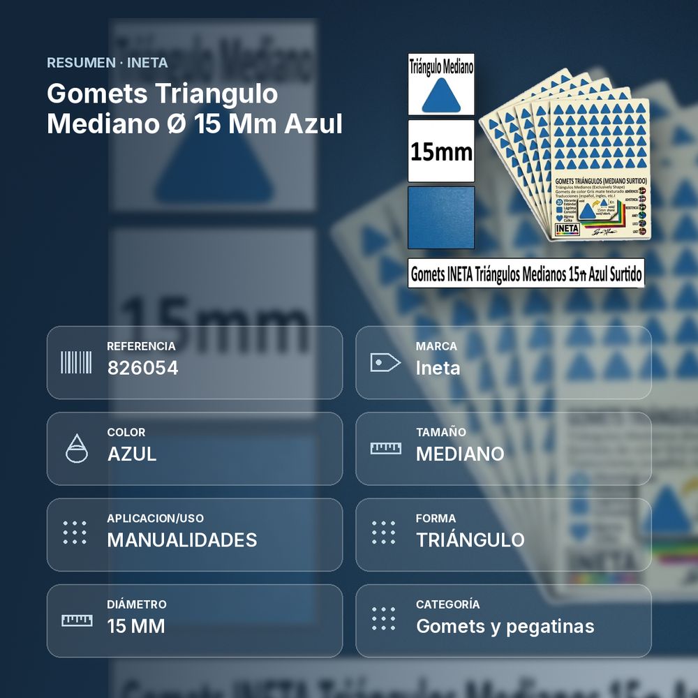 GOMETS TRIANGULO MEDIANO Ø 15 MM AZUL - resumen de atributos
