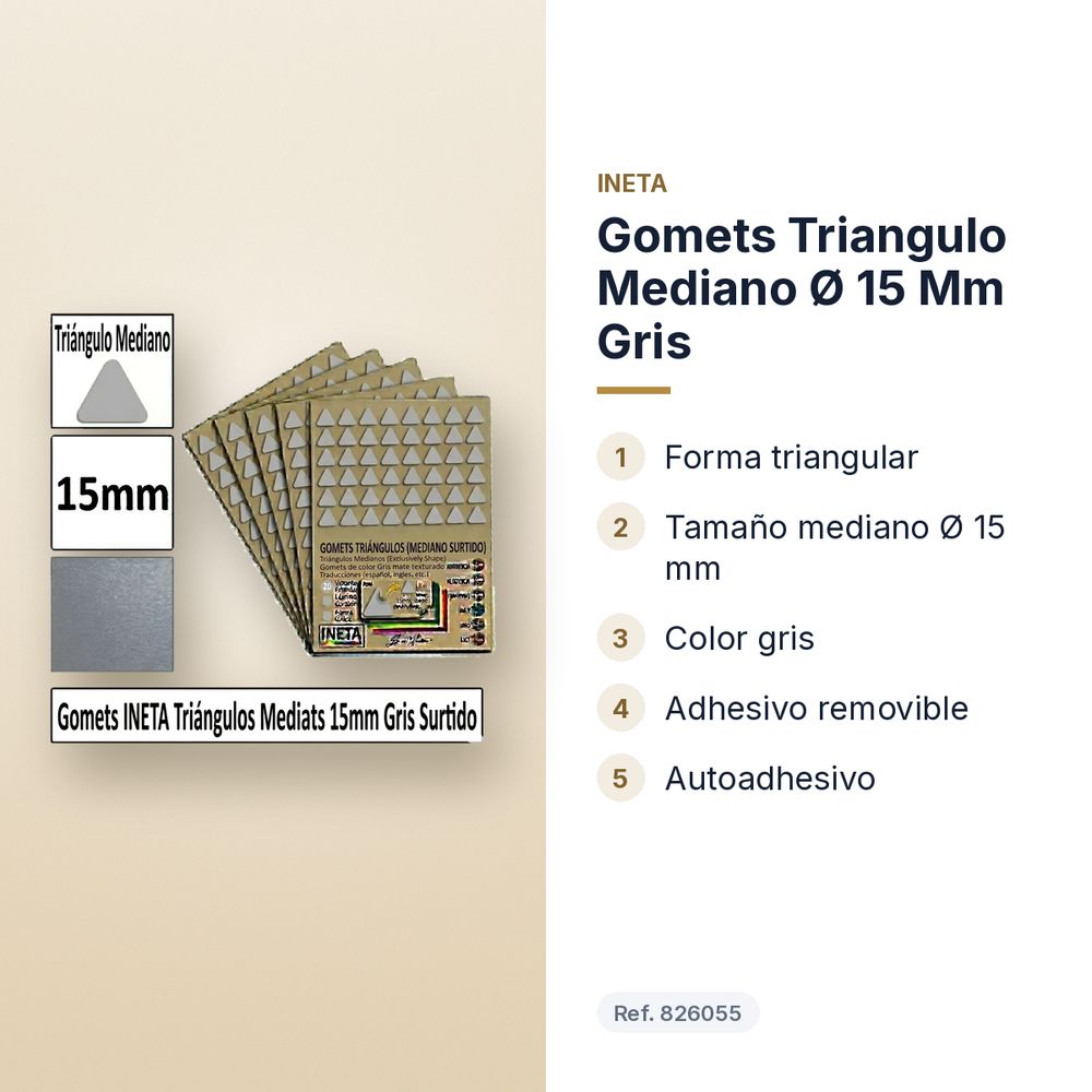 GOMETS TRIANGULO MEDIANO Ø 15 MM GRIS - características principales
