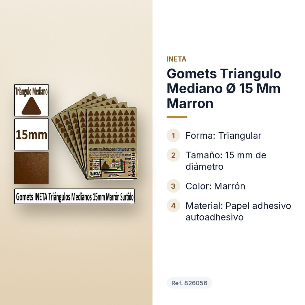 GOMETS TRIANGULO MEDIANO Ø 15 MM MARRON - características principales