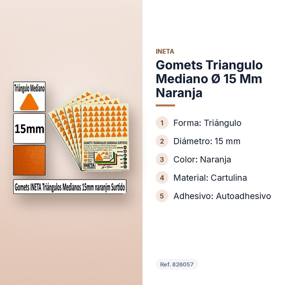 GOMETS TRIANGULO MEDIANO Ø 15 MM NARANJA - características principales
