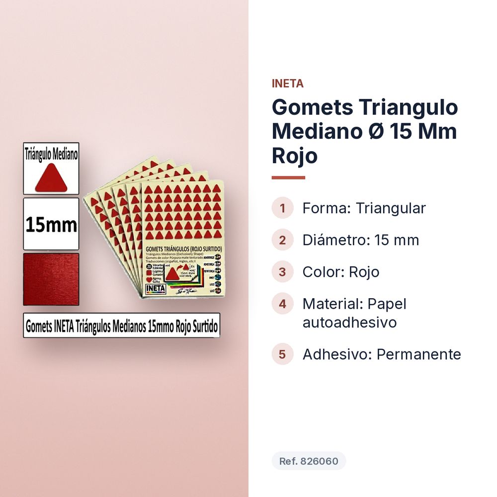 GOMETS TRIANGULO MEDIANO Ø 15 MM ROJO - características principales