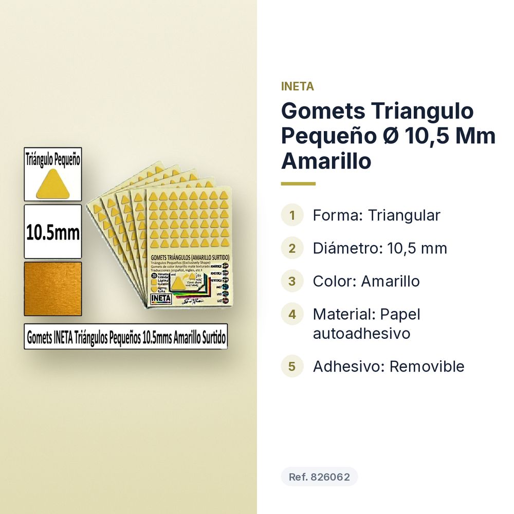 GOMETS TRIANGULO PEQUEÑO Ø 10,5 MM AMARILLO - características principales