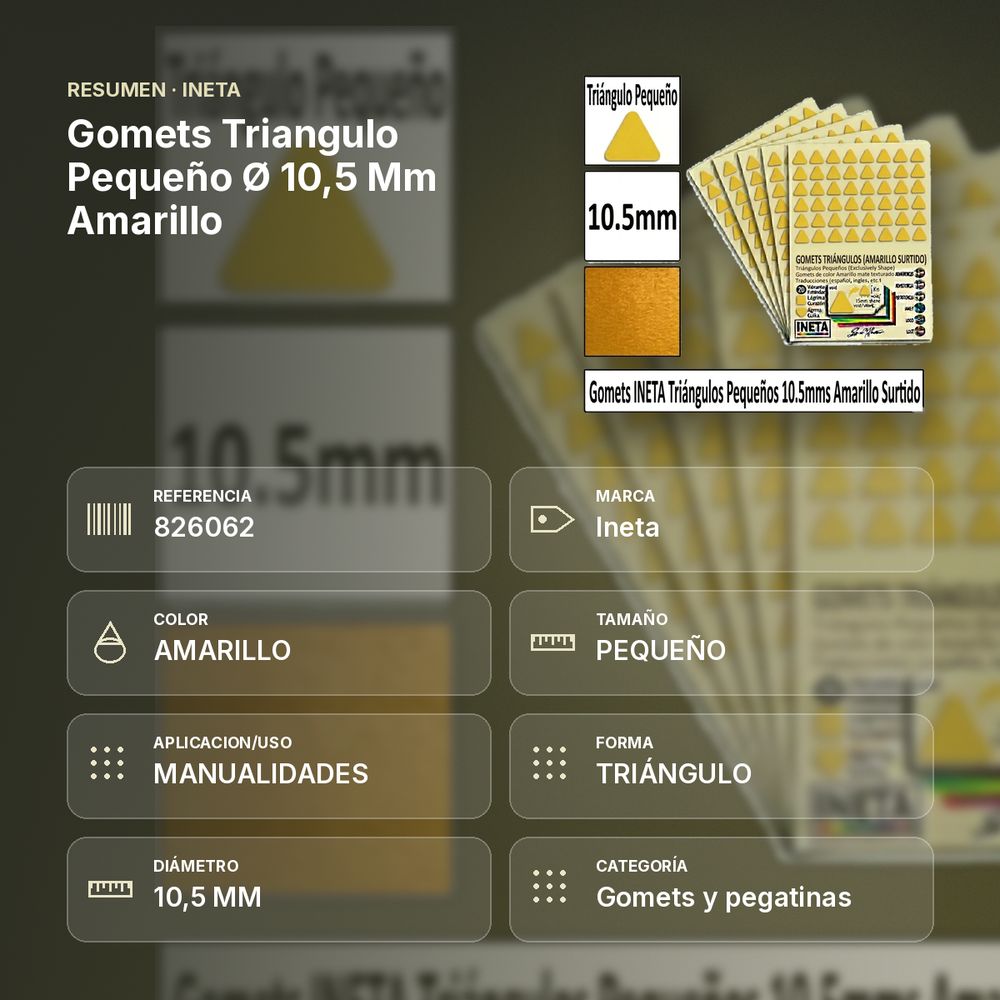 GOMETS TRIANGULO PEQUEÑO Ø 10,5 MM AMARILLO - resumen de atributos