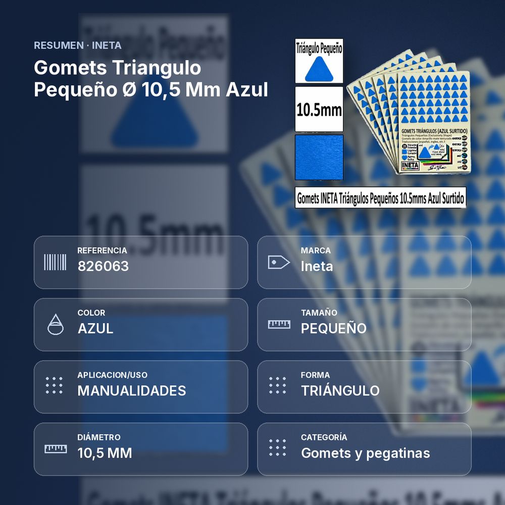 GOMETS TRIANGULO PEQUEÑO Ø 10,5 MM AZUL - resumen de atributos