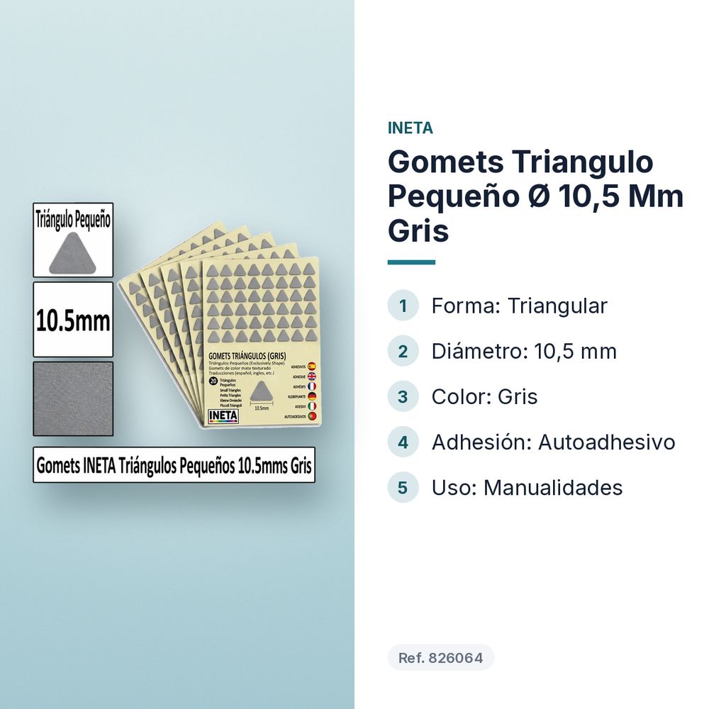 GOMETS TRIANGULO PEQUEÑO Ø 10,5 MM GRIS - características principales