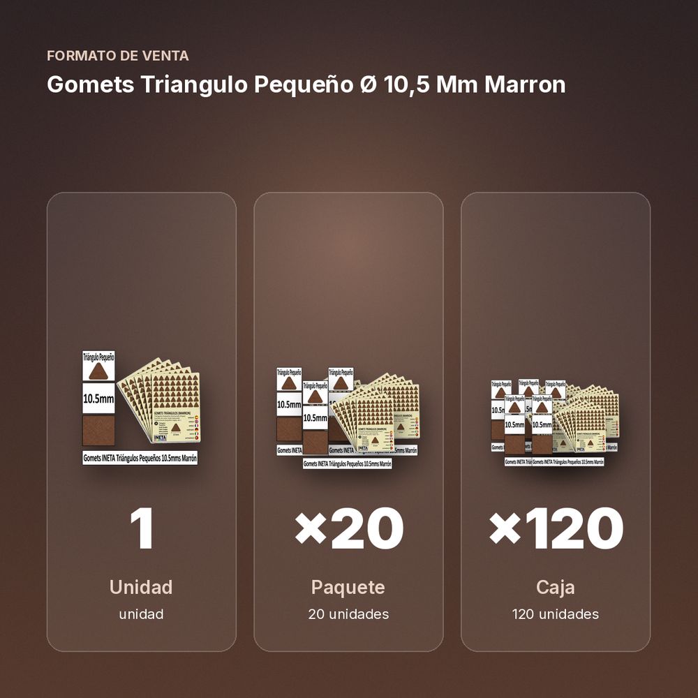 GOMETS TRIANGULO PEQUEÑO Ø 10,5 MM MARRON - formato de venta: paquete de 20, caja de 120