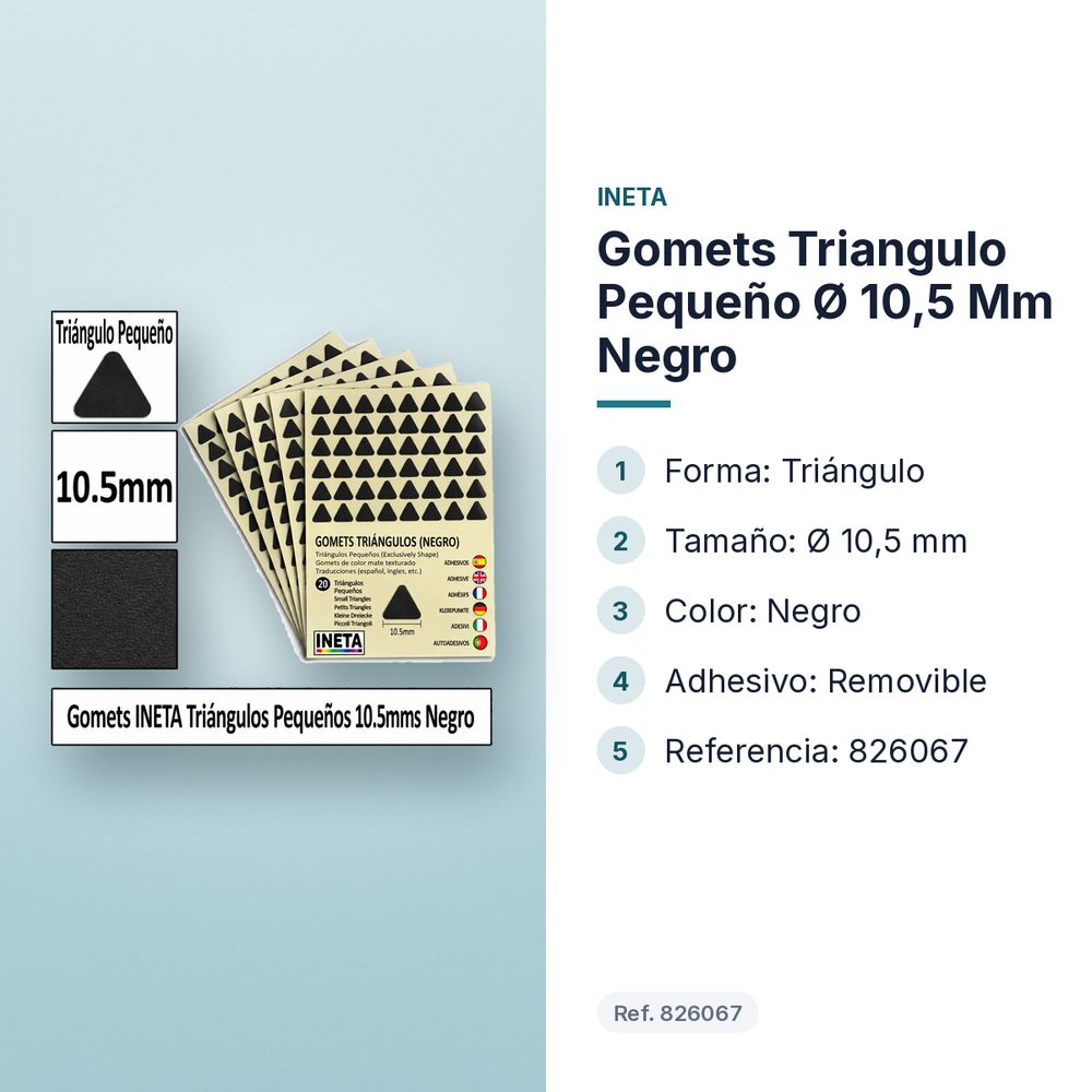 GOMETS TRIANGULO PEQUEÑO Ø 10,5 MM NEGRO - características principales