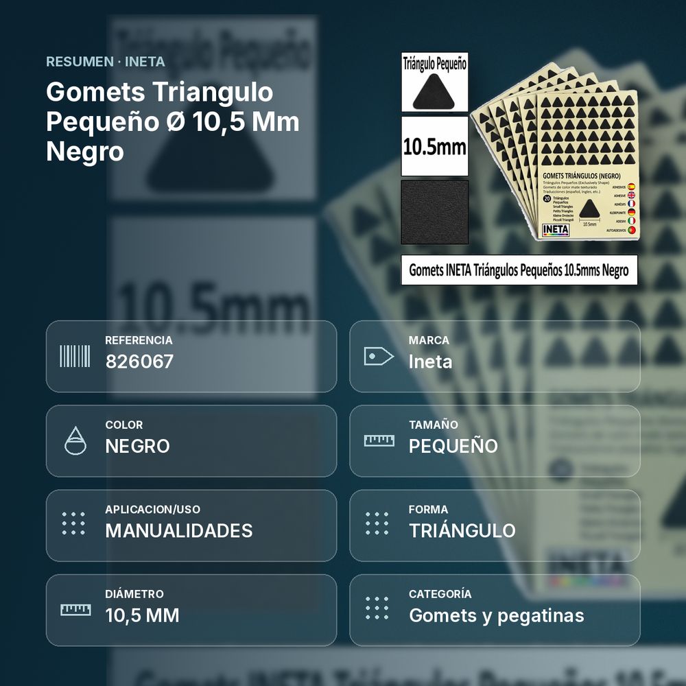 GOMETS TRIANGULO PEQUEÑO Ø 10,5 MM NEGRO - resumen de atributos