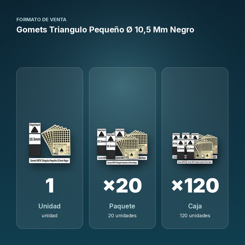 GOMETS TRIANGULO PEQUEÑO Ø 10,5 MM NEGRO - formato de venta: paquete de 20, caja de 120