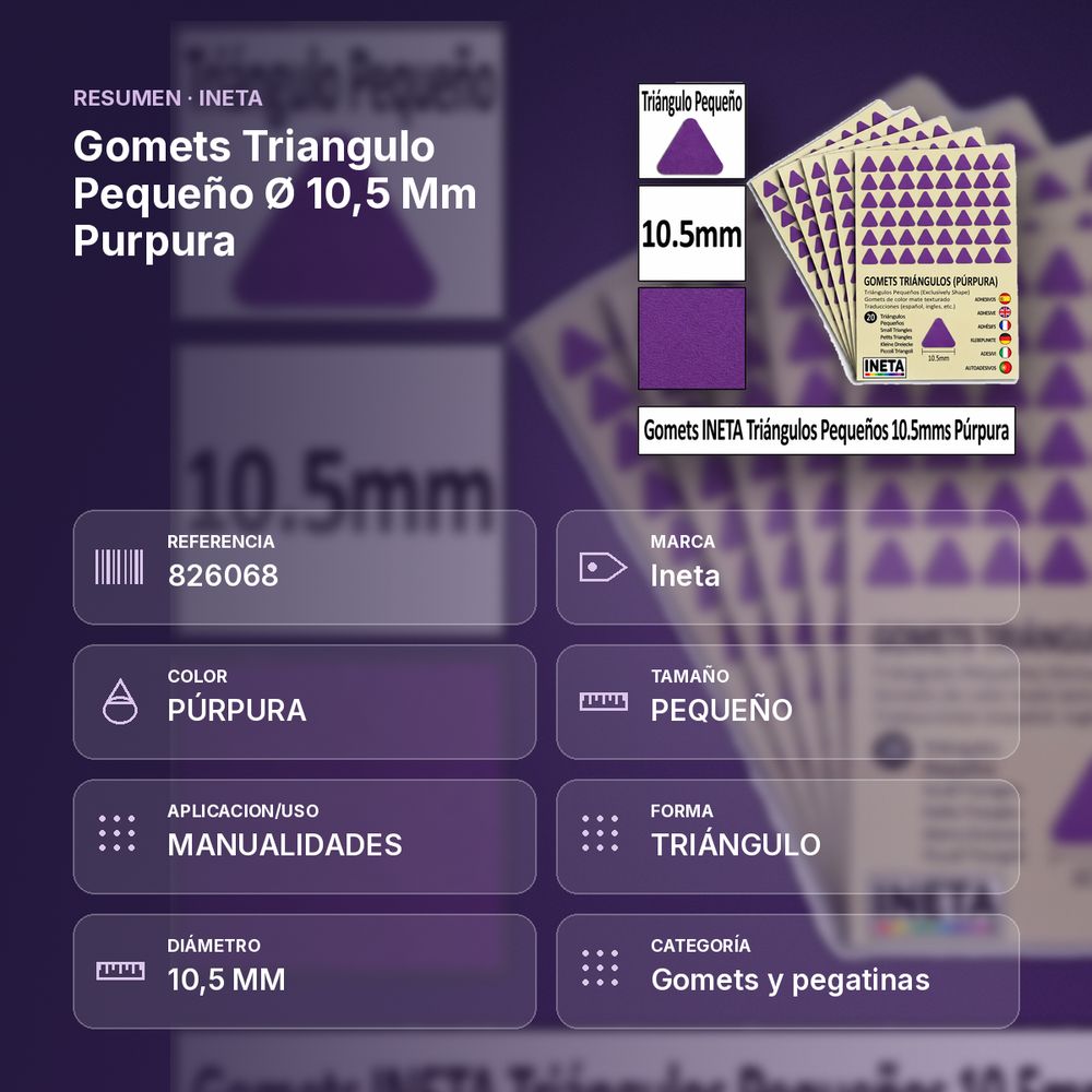 GOMETS TRIANGULO PEQUEÑO Ø 10,5 MM PURPURA - resumen de atributos
