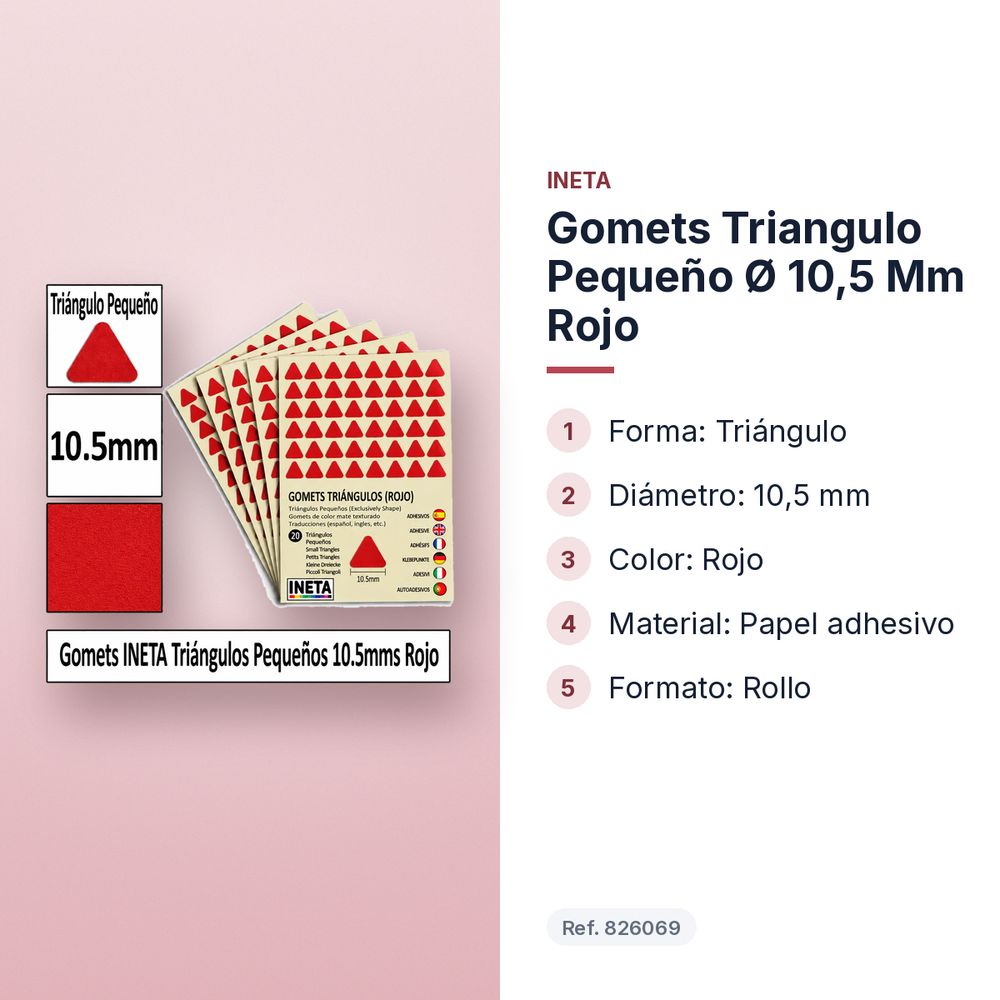 GOMETS TRIANGULO PEQUEÑO Ø 10,5 MM ROJO - características principales