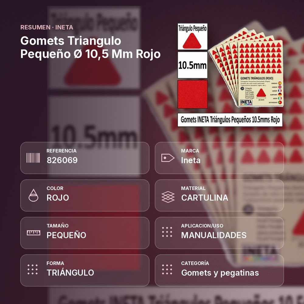 GOMETS TRIANGULO PEQUEÑO Ø 10,5 MM ROJO - resumen de atributos