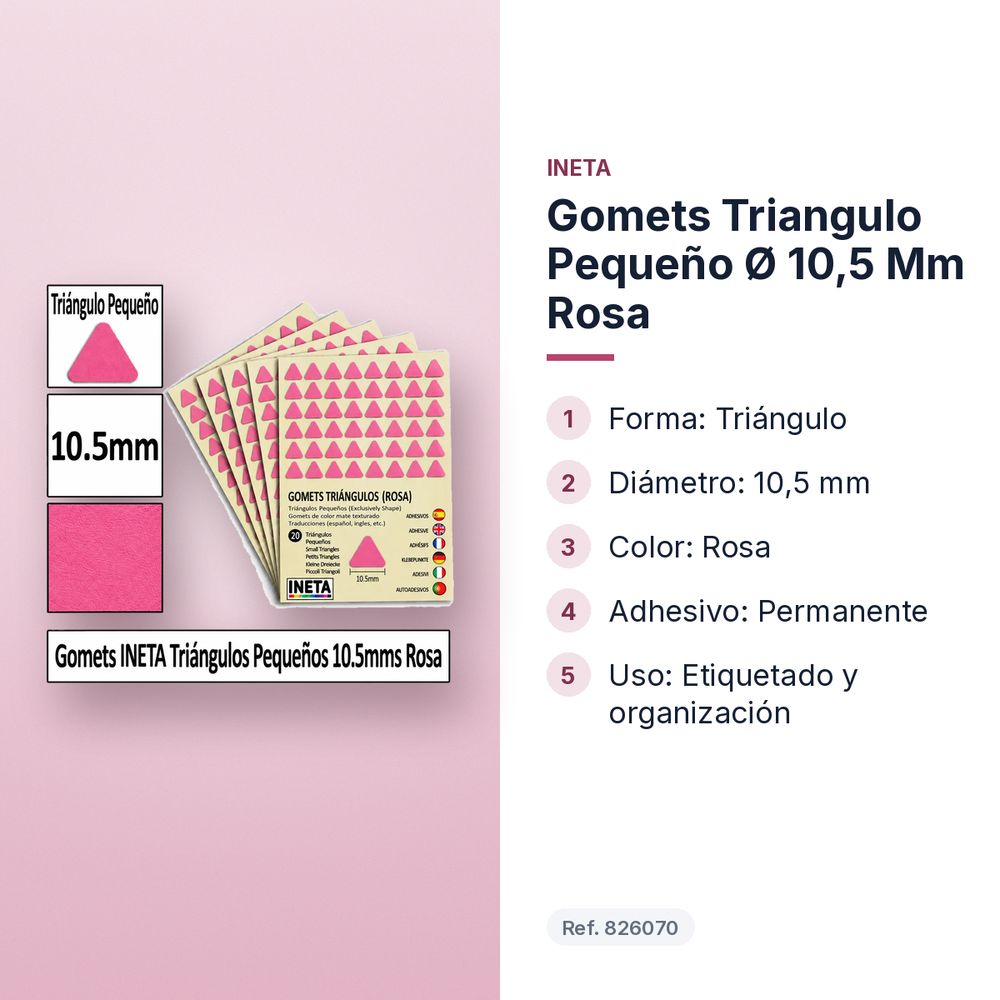GOMETS TRIANGULO PEQUEÑO Ø 10,5 MM ROSA - características principales
