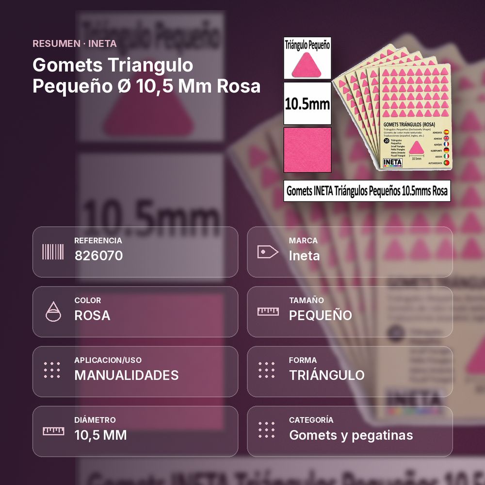 GOMETS TRIANGULO PEQUEÑO Ø 10,5 MM ROSA - resumen de atributos