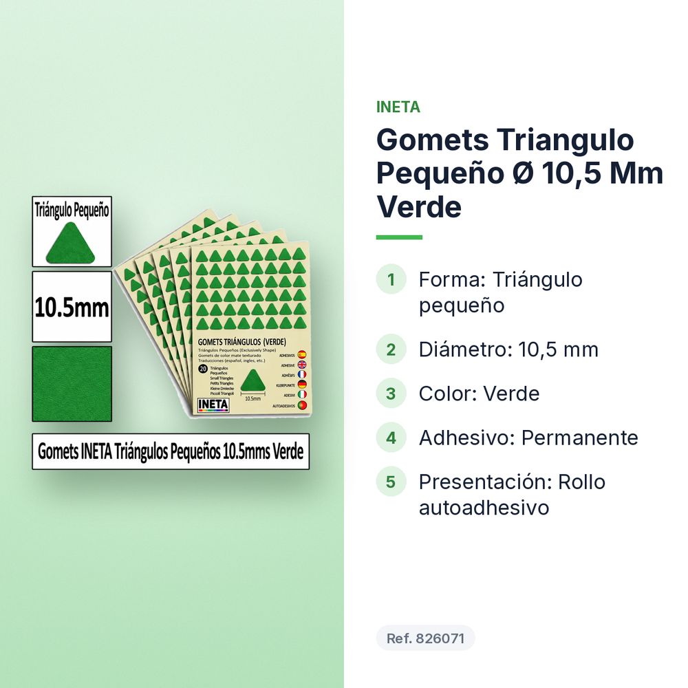 GOMETS TRIANGULO PEQUEÑO Ø 10,5 MM VERDE - características principales