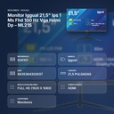 MONITOR IGGUAL 21,5" IPS 1 MS FHD 100 HZ VGA HDMI DP – ML21S - resumen de atributos