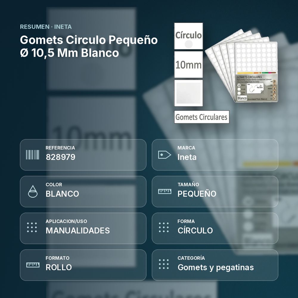 GOMETS CIRCULO PEQUEÑO Ø 10,5 MM BLANCO - resumen de atributos