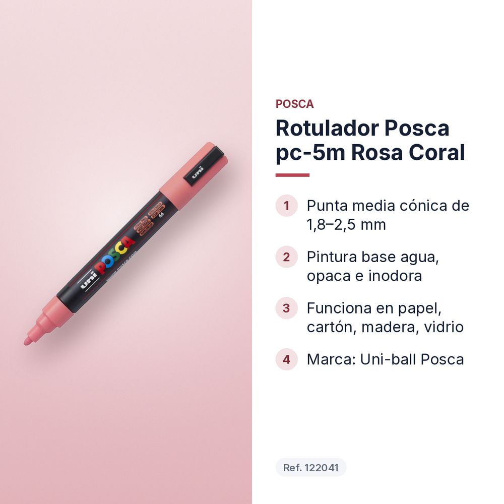 ROTULADOR POSCA PC-5M ROSA CORAL - características principales